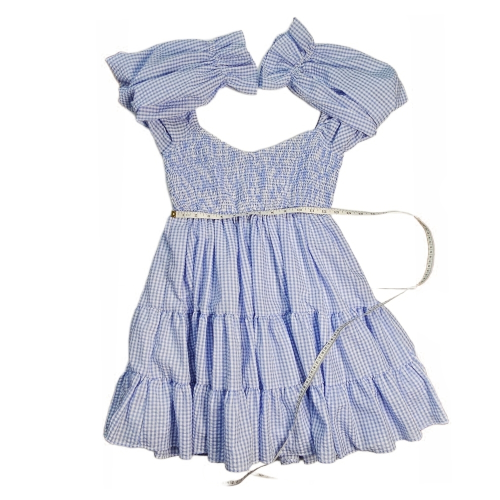 Mable Gingham Babydoll Cottagecore Ruffle Mini Flirty Dress - Picture 9 of 14
